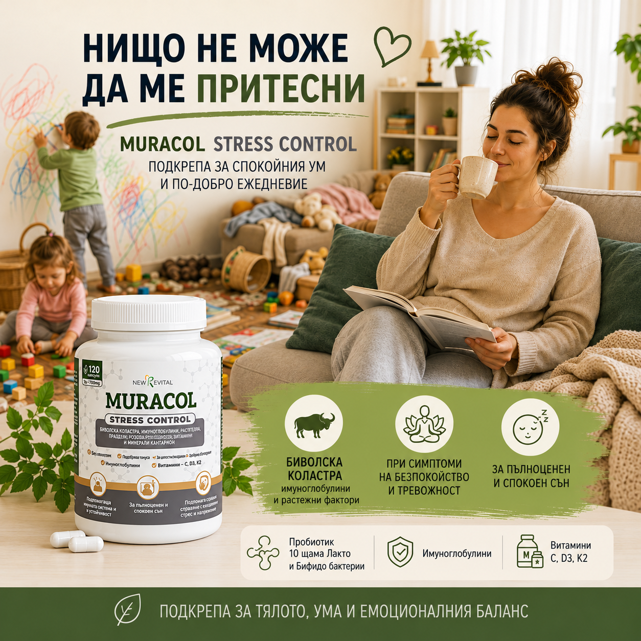 MURACOL Stress Control при стрес, безсъние и безпокойство 120 капсули - Image 2